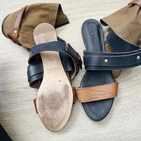 Chloe Canvas Gladiator Wrap Strappy Sandals - Picture 2 of 5